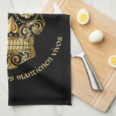 Day of the Dead – 名前とメカスタマイズッセージの追加 キッチンタオル (四つ折り)