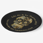 Day of the Dead – 名前とメカスタマイズッセージの追加 ペーパープレート (アングル)