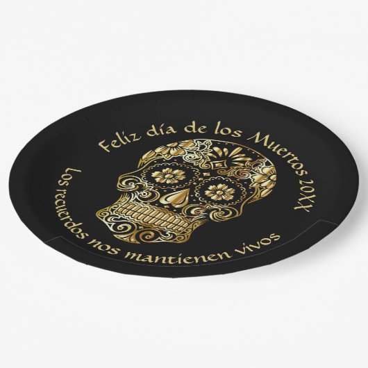 Day of the Dead – 名前とメカスタマイズッセージの追加 ペーパープレート (アングル)