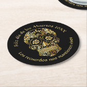 Day of the Dead – 名前とメカスタマイズッセージの追加 ラウンドペーパーコースター (アングル)