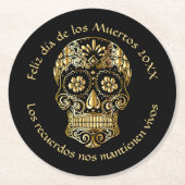 Day of the Dead – 名前とメカスタマイズッセージの追加 ラウンドペーパーコースター (正面)