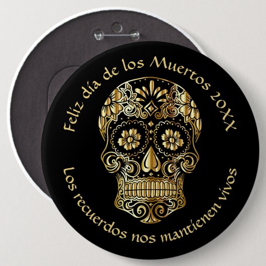 Day of the Dead – 名前とメカスタマイズッセージの追加 缶バッジ (正面&裏面)