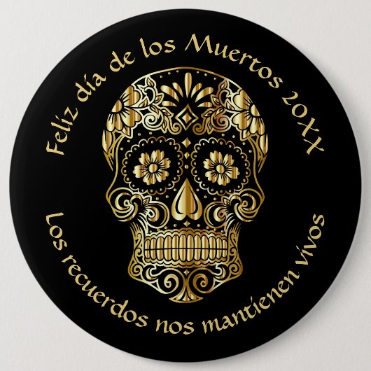 Day of the Dead – 名前とメカスタマイズッセージの追加 缶バッジ (正面)