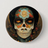 Day Of The Dead 1 Fantasy Skull 缶バッジ (正面)