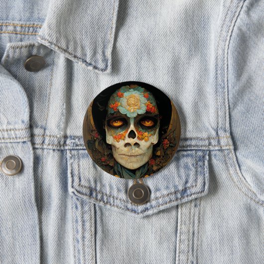 Day Of The Dead 1 Fantasy Skull 缶バッジ (インサイチュ)