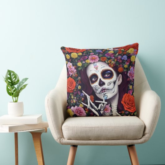 Day of the Dead AI generated art クッション (椅子)