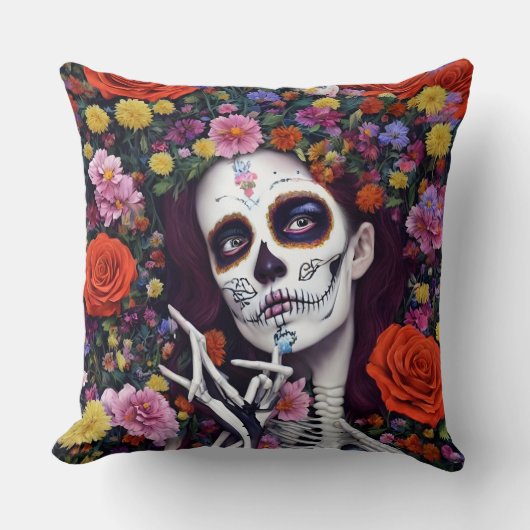 Day of the Dead AI generated art クッション (正面)