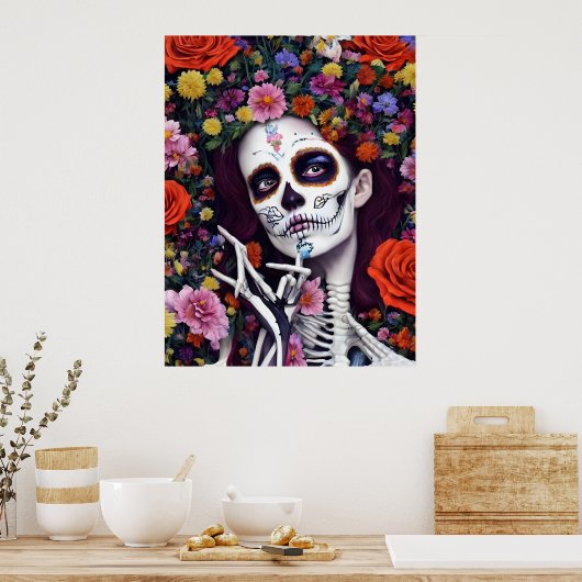 Day of the Dead AI generated art ポスター (キッチン)