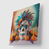 Day of the Dead Delight Clockデザイン by Li Tech スクエア壁時計 (傾斜)