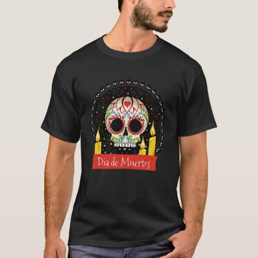 Day of the Dead Dia De Muertos Cute Sugar Skull Ca Tシャツ (正面)
