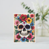 Day of the Dead Floral Skull ポストカード (スタンド正面)