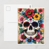 Day of the Dead Floral Skull ポストカード (正面/裏面)