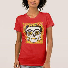 Day of the Dead Frida Kahlo砂糖スカルTシャツ Tシャツ