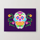 Day of the Dead inspired Sugar Skull Button 缶バッジ (正面)