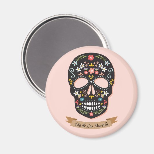 Day of the Dead, magnet - black-pink マグネット (正面/裏面)