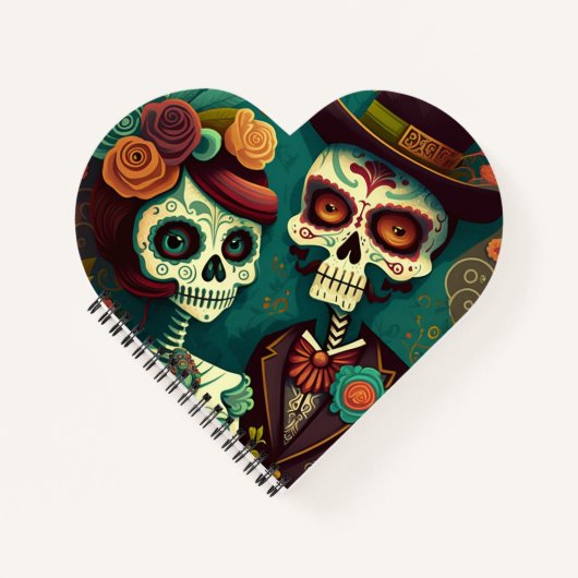 Day of the Dead Skeleton Coule Spiral Notebook ノートブック (正面)