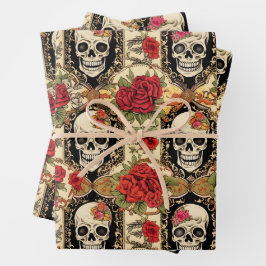 Day of the Dead Skull and Roses Pack ラッピングペーパーシート