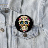 Day of the Dead Sugarスカルwith Cross Button 缶バッジ (インサイチュ)