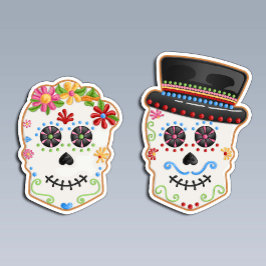 Day of the Dead Sugar Skull Couple Calavera Cookie シール