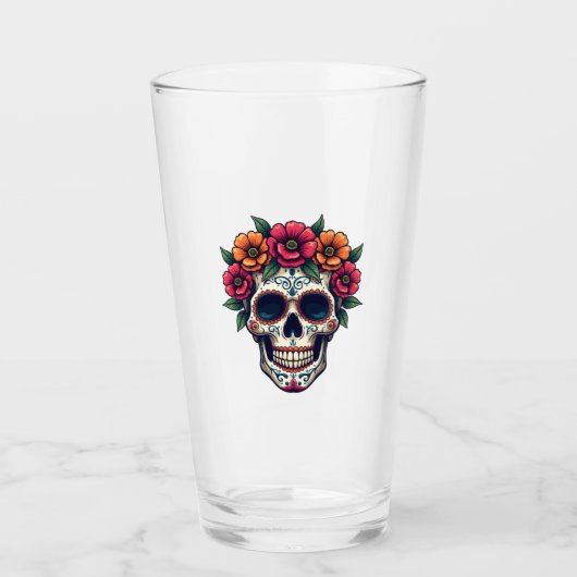 Day of the Dead Sugar Skull � Dia de los Muertos S タンブラーグラス (正面)