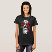 Day Of The Dead Sugar Skull Halloween Mexican Flag Tシャツ (正面フル)