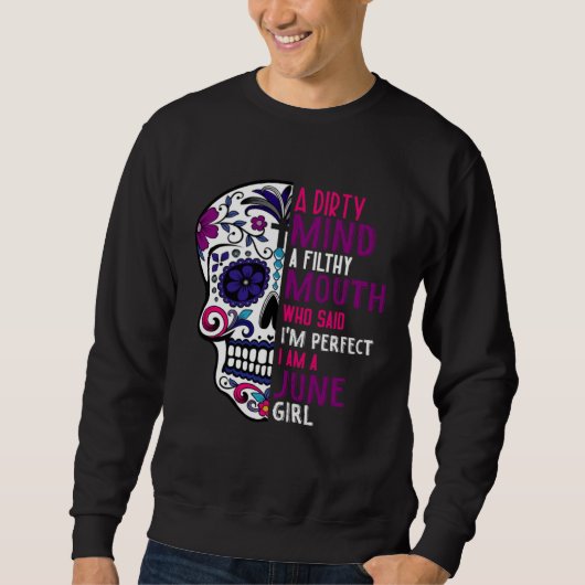 Day Of The Dead Sugar Skull  June GIrl Womens スウェットシャツ (正面)
