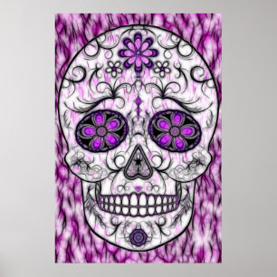 Day of the Dead Sugar Skull - Pink & Purple 1.0 ポスター