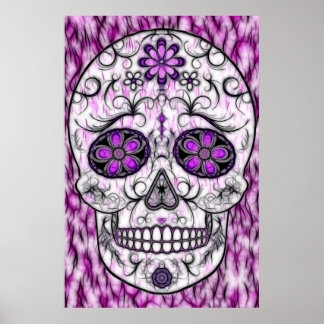 Day of the Dead Sugar Skull - Pink & Purple 1.0 ポスター