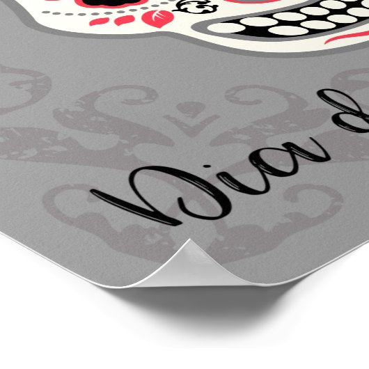 Day of the Dead Sugar Skull with Roses ポスター (角)