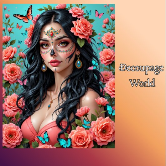 Day of the Dead Sugar Skull Woman Tissue Paper  薄葉紙