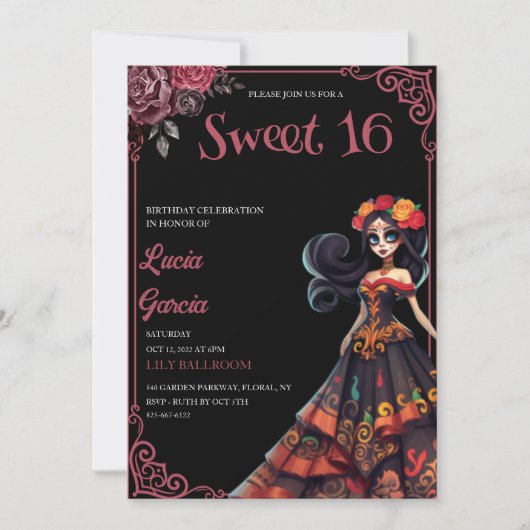 Day of the Dead Sweet 16 invitation 招待状 (正面)