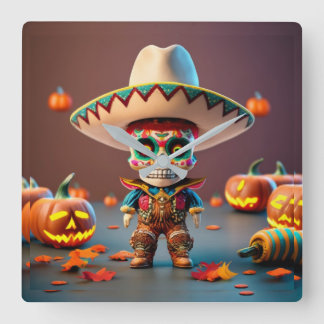 Day of the Dead wall clock スクエア壁時計