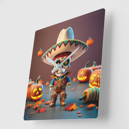Day of the Dead wall clock スクエア壁時計 (傾斜)