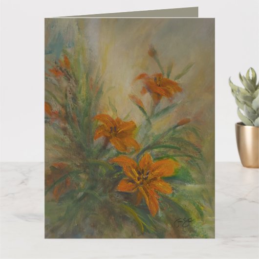Day "Tiger" Lilies 8.5 x 11" カード (小さな植物)
