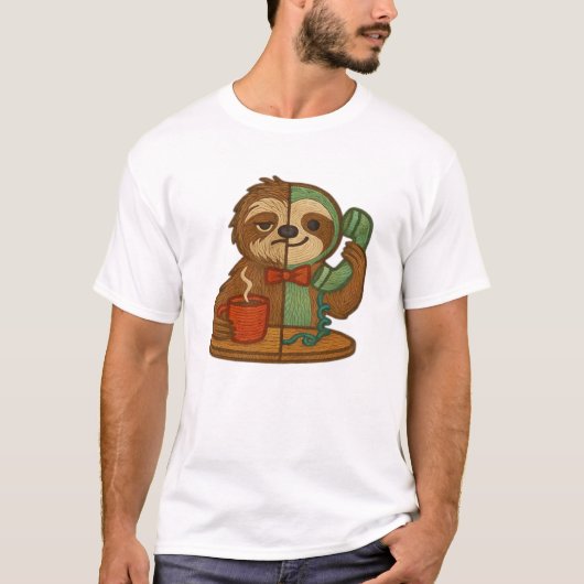Day-to-Night Sloth Glow-Up Patch � Embroidered Tra Tシャツ (正面)