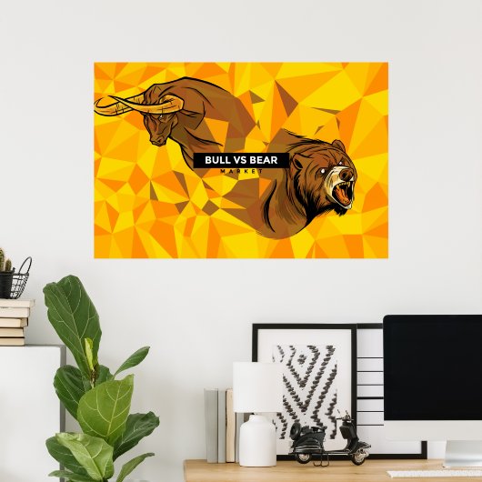 Day Tradersギフト – 強気市場と弱気市場 ポスター (ホームオフィス)