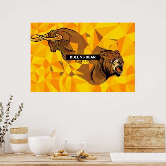 Day Tradersギフト – 強気市場と弱気市場 ポスター (キッチン)