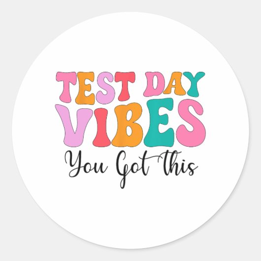 Day Vibes Groovy Testing Day先生学生女性 ラウンドシール (正面)