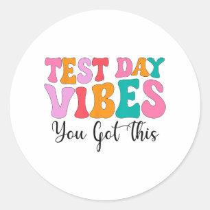 Day Vibes Groovy Testing Day先生学生女性 ラウンドシール