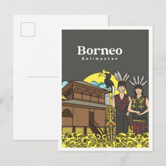 Dayak Borneo Kalimanta Indonesia Travel ポストカード (正面/裏面)