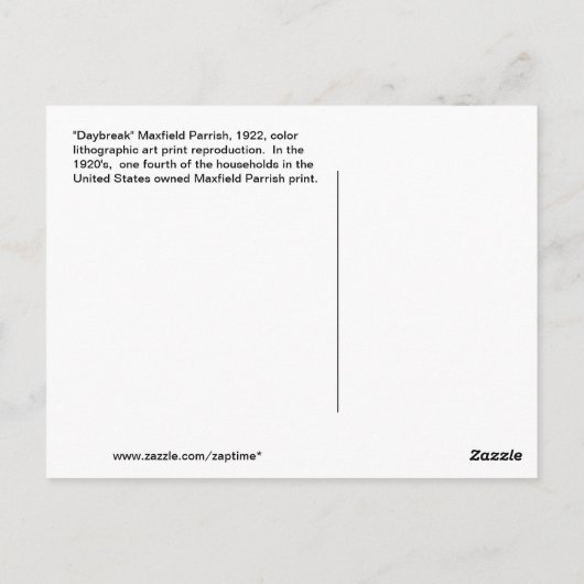 Daybreak Maxfield Parrish ポストカード (裏面)