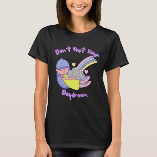 Daydream Girl Hugging Smiling Cloud Rainbow Tシャツ (正面)