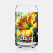 Daylily Daylilies Flower Yellow Teal Personalized ガラス缶 (正面)