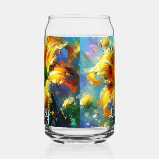 Daylily Daylilies Flower Yellow Teal Personalized ガラス缶 (左)