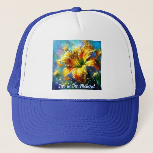 Daylily Daylilies Flower Yellow Teal Personalized キャップ (正面)