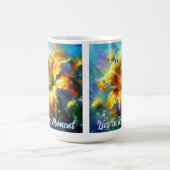 Daylily Daylilies Flower Yellow Teal Personalized コーヒーマグカップ (中央)