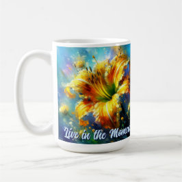 Daylily Daylilies Flower Yellow Teal Personalized コーヒーマグカップ