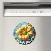 Daylily Daylilies Flower Yellow Teal Personalized マグネット (インサイチュ (食洗機))