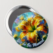 Daylily Daylilies Flower Yellow Teal Personalized 缶バッジ (正面&裏面)