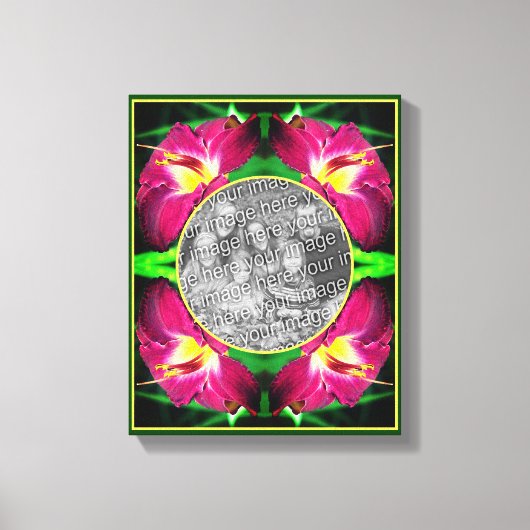 Daylily Flower Frame自分の写真を作成 キャンバスプリント (正面)